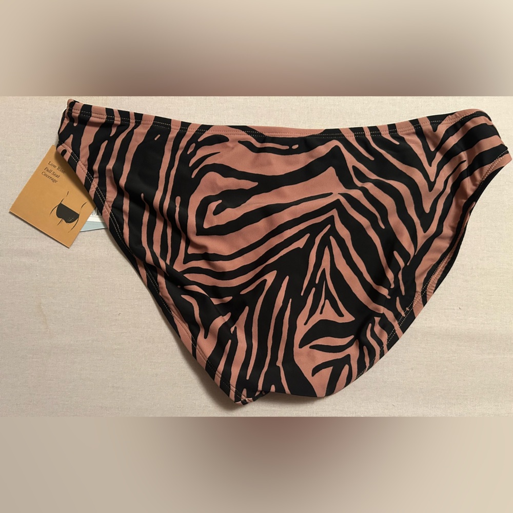 Shade & Shore Zebra Print Bikini Bottoms M | Pink Black Animal Print | Mix & Mat - Picture 2 of 4